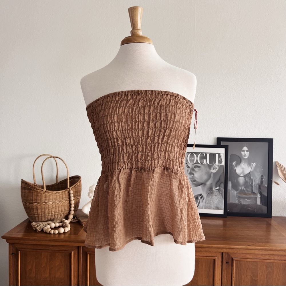 TAN STRAPLESS STRETCHY TOP #0322 - Picture 4 of 7